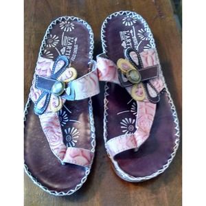 L'Artiste by Spring Step Sandals EU 42/US 10 Pink Brown Floral NWOT !!